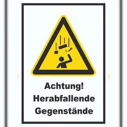 HB-Druck Achtung Herabfallende Gegenstände A1 Rückseite selbstklebend Schild