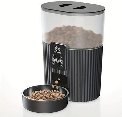 ilyeco Smart Automatic Cat & Dog Feeder, WiFi Remote Pet Food Dispenser With Fixed Meal Timer wifi Black