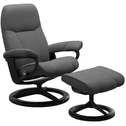 Stressless Sessel mit Hocker Consul Signature Leder Grau Batick Grey L (Large)