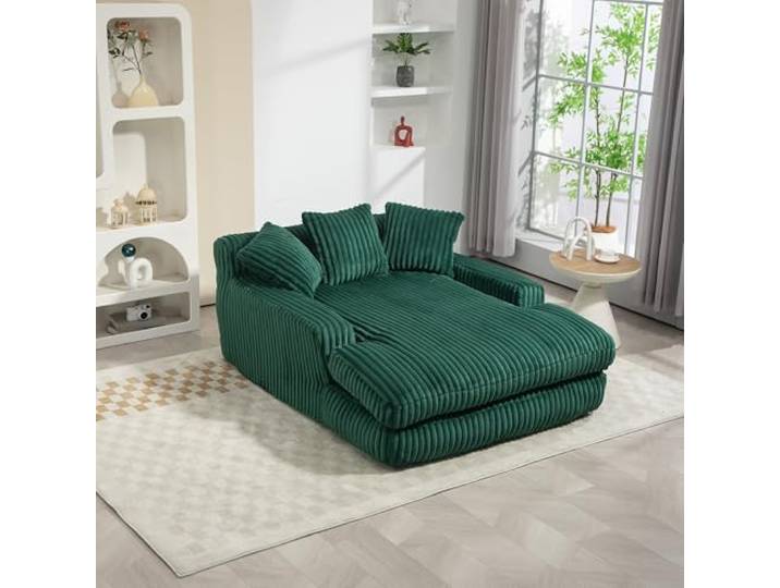 boorbin Modernes Cord-Schlafsofa Cloud Couch mit 3 weichen Kissen, bequemes Einzelsitz-Bodensofa für Wohnzimmer Wohnung Büro (Dunkelgrün)