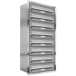 AL Briefkastensysteme 8 Fächer Premium Edelstahl Unterputz Briefkasten Anlage für Post A4, modern, robust, wetterfest, Artikelnummer: 132T8U1