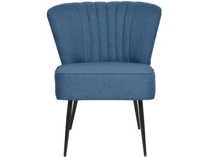 Fauteuil de relax BINGO - Chaise de cocktail Bleu Tissu 64x73x81cm 19793