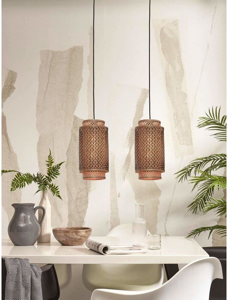 Good & Mojo Suspension bambou naturel/noir, h. 35cm Marron 18x35x18cm