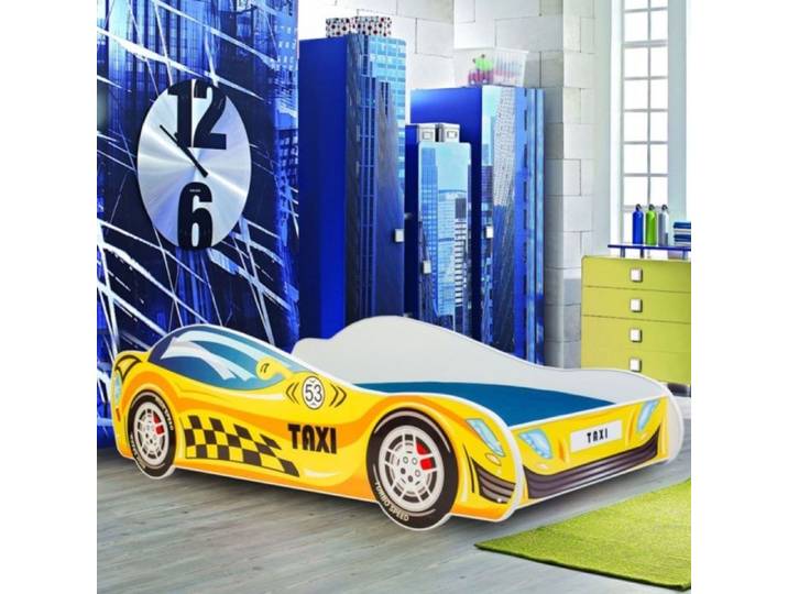 Lit pour enfant TAXI avec matelas 70x140 cm – style voiture et confort assuré