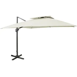 Helloshop26 - Freitragender Sonnenschirm mit Doppeldach 300 x 300 cm sandfarben 02_0008560