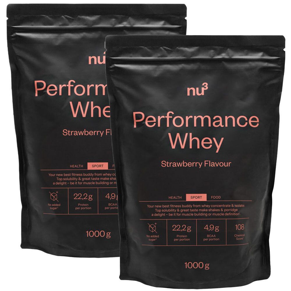 nu3 Performance Whey, Erdbeere, Pulver 2x1000 g