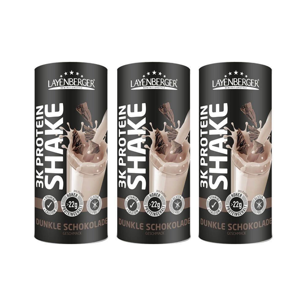 3x Layenberger 3K Protein Shake dunkle Schokolade Plv 3x360 g Pulver