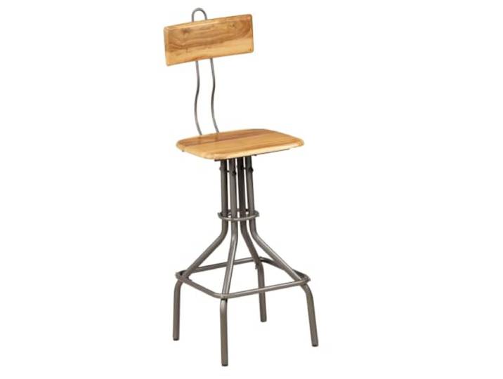 HGPOTUY Barhocker 2 STK. Altholz Teak Recyceltes Teakholz, Stahlrahmen, Fußstützen, industrieller Stil, einfache Montage, Küche, Esszimmer