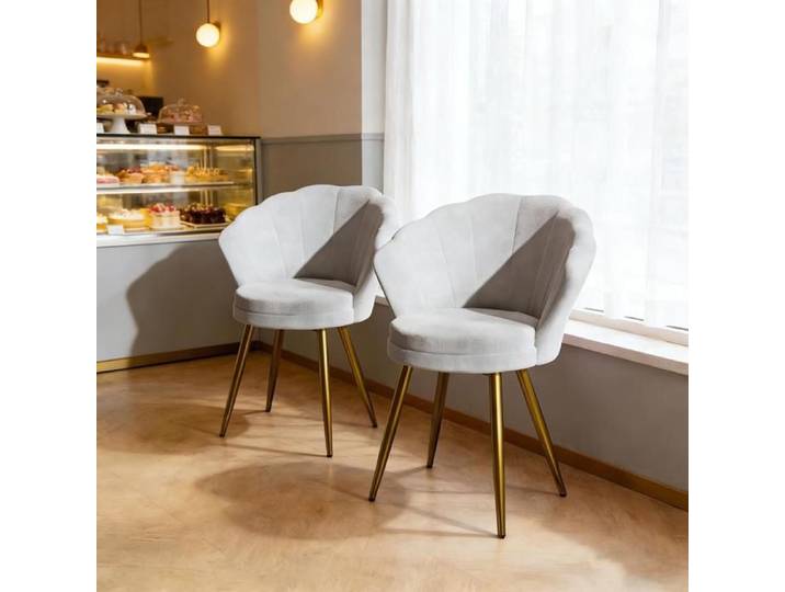 SUPFINE 2pcs Fauteuils Coquillage Scandinave pour Salon et Chambre Chaises de Salon Moderne Fauteuil Coiffeuse Confortable Gris