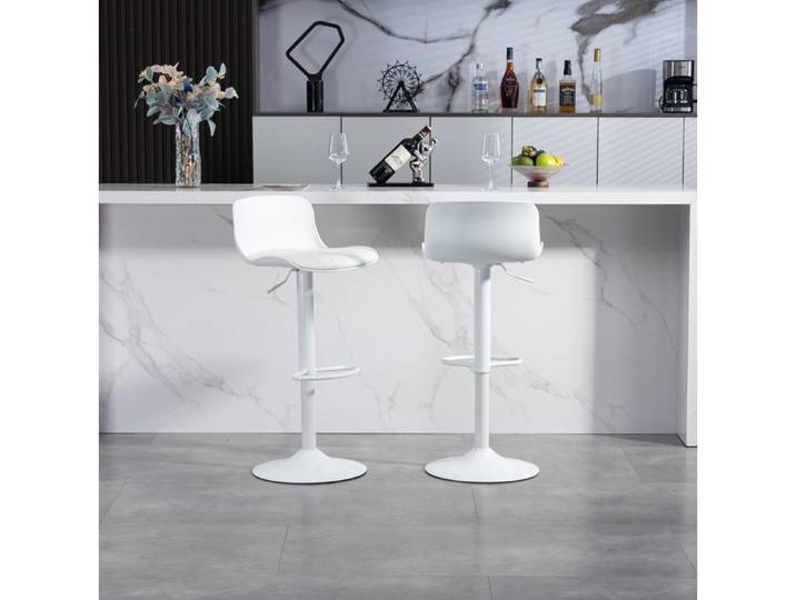 VUENOR lot de 2 tabourets de bar blancs reglables pivotants 360° avec dossier