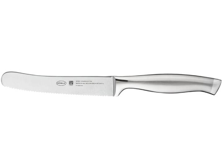 Brotzeitmesser RÖSLE Basic Line , silber (silberfarben), B:17mm, Edelstahl, Klingenstahl, Essmesser, Brotzeitmesser, Wellenschliff, zum Schneiden und Bestreichen, Klingenspezialstahl