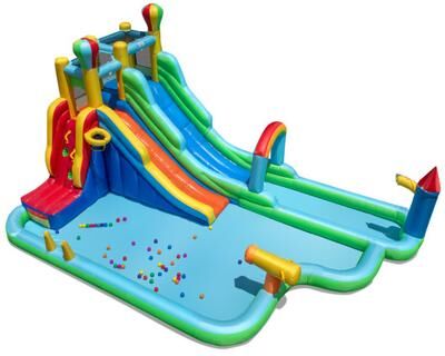 Costway Inflatable Water Slide Park Giant Bounce House with Double Long Slides