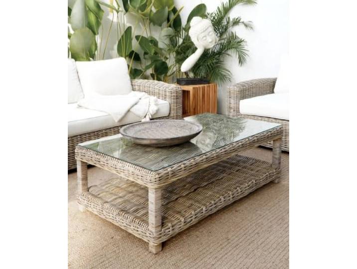 More2Home Rattan-Couchtisch Split 100 x 50 cm grau