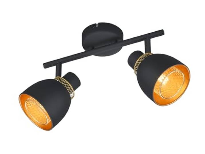 Reality Spot Bar Punch R80812032\, métal noir mat/doré\, sans 2x E14