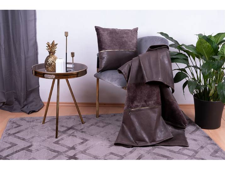 Plaid et coussin déco Picco Gris Polyester
