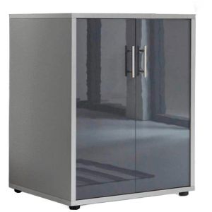 BMG-Möbel Aktenschrank Office Edition, aus Holz, 54 x 74 x 52 cm (B/H/T), anthrazit hochglanz / lichtgrau