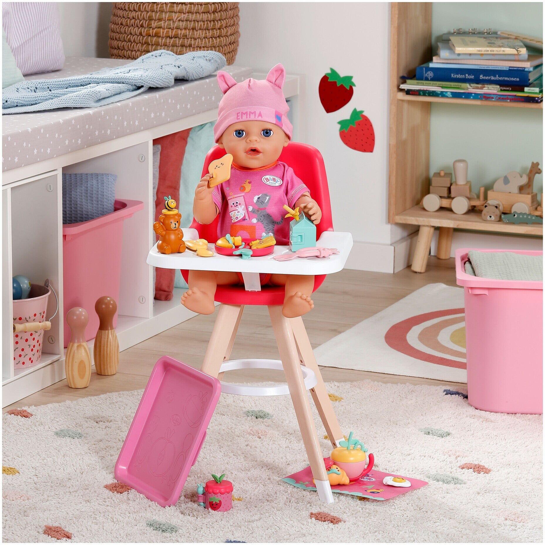 BABY born Highchair for Dolls up to 43cm by Zapf Creation - Pink, Suitable for Pretend Mealtimes with Dolls
