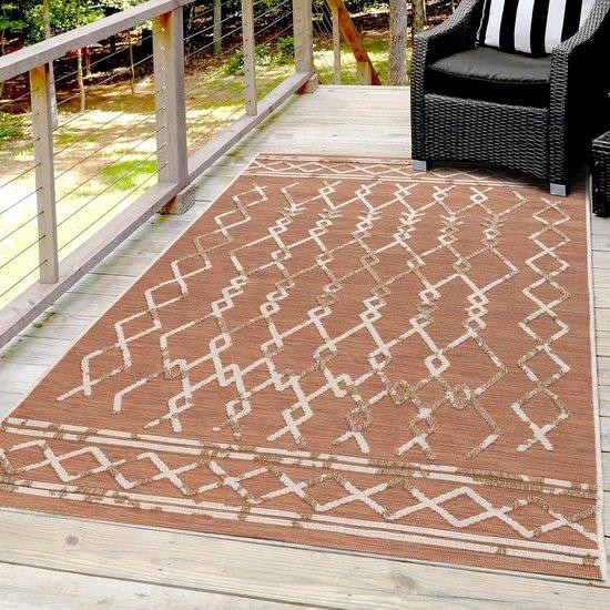 Famanu Buitentapijt Boho-stijl Abstract Terra B/D: 80 x 150 cm
