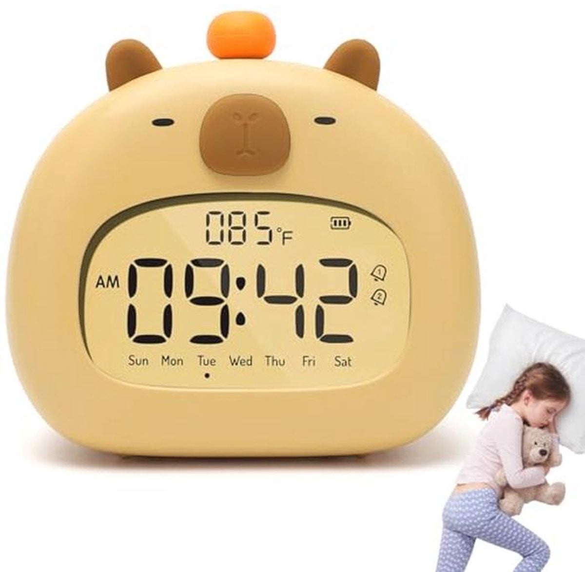 Digitale Kinderwekker met Nachtlampje - Geruisloze en Compacte Leerwekker voor Meisjes