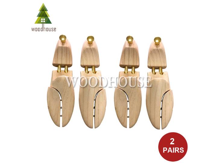 Lot de 2 arbres à chaussures pour hommes et femmes, arbres à chaussures réglables en bois de pin