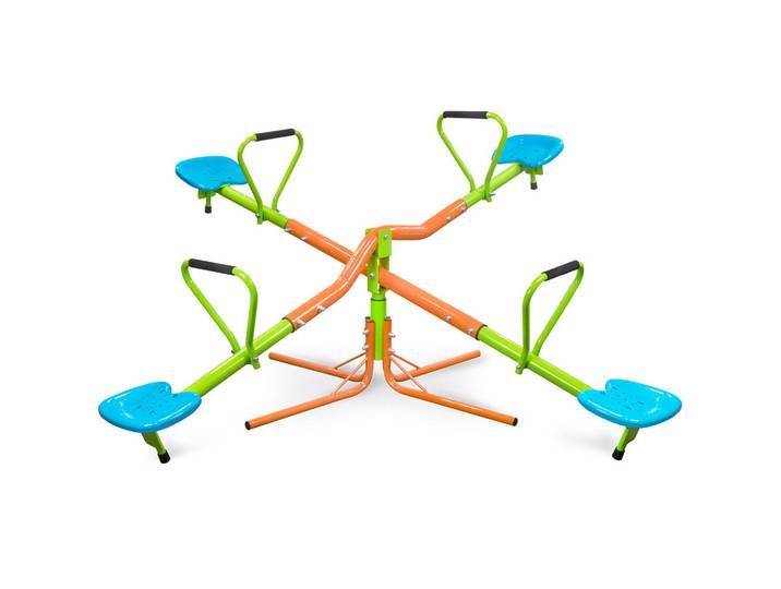 Kinderwippe 4-Sitzer Outdoor/Indoor bis 200kg, Blau, Metall, 190x190 cm, Freizeit & Co, Gartenspielzeug