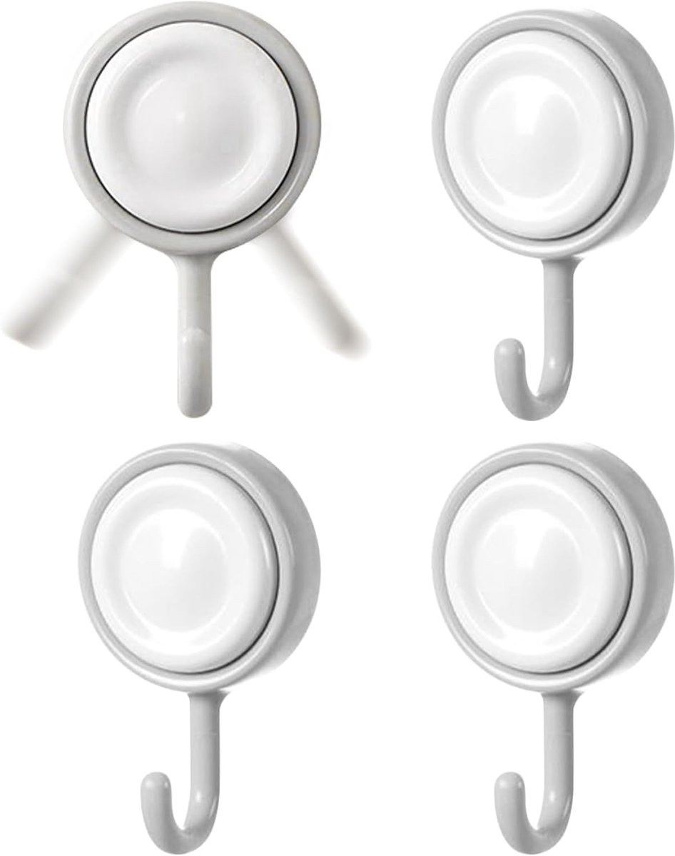 Set van 4 zelfklevende plak haken in neutrale kleuren, 360 graden draaibaar