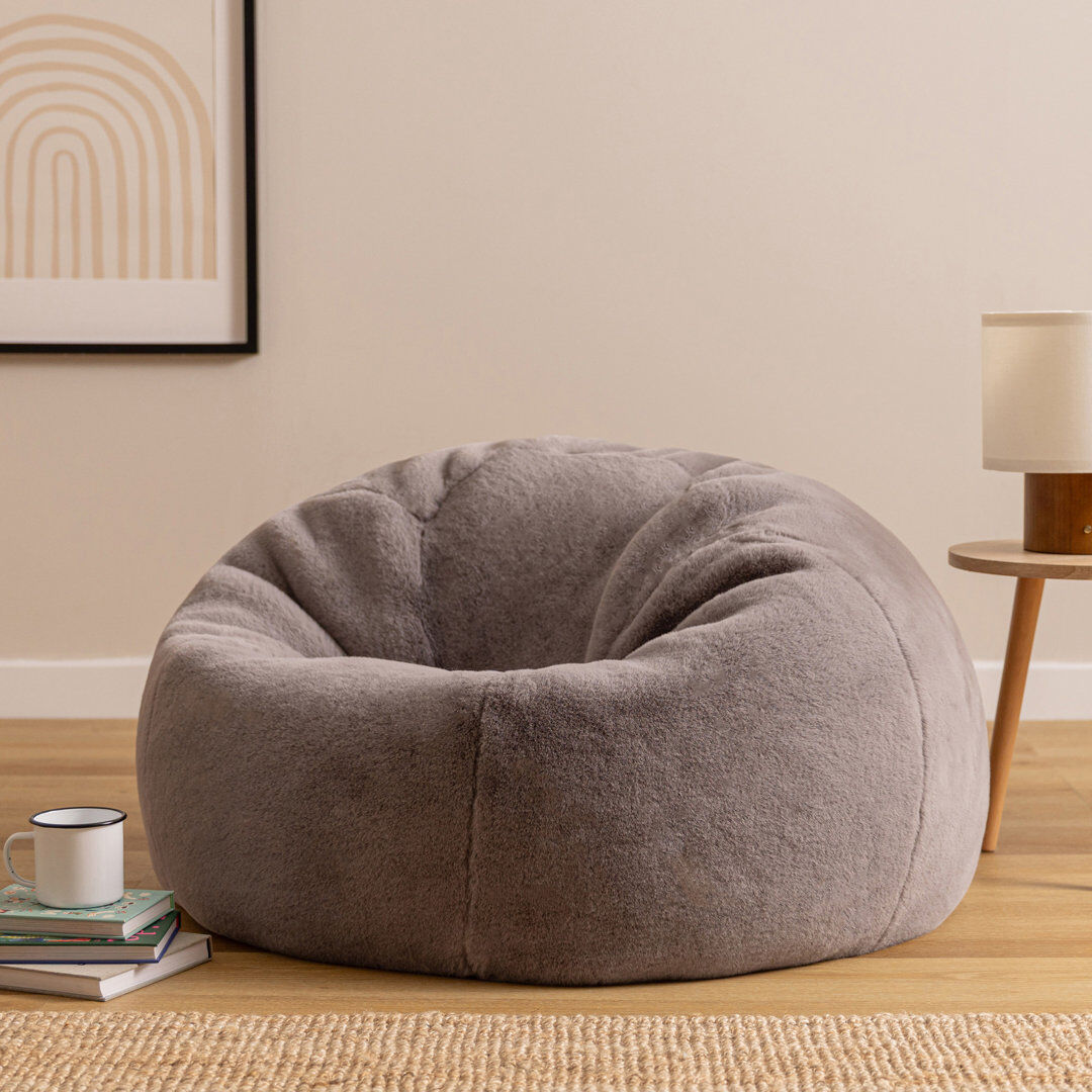 icon Kingston Faux Rabbit Fur Classic Bean Bag, Light Grey Grey Medium