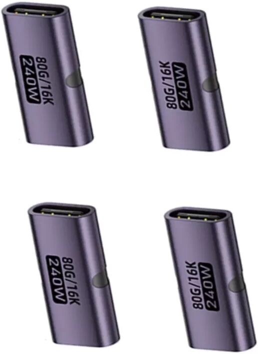 INF Type-C Buchse-zu-Buchse Adapter 4er-Pack – Aluminiumlegierung, 240W Power Delivery, 80Gbps Daten, 16K Video-Unterstützung Violett