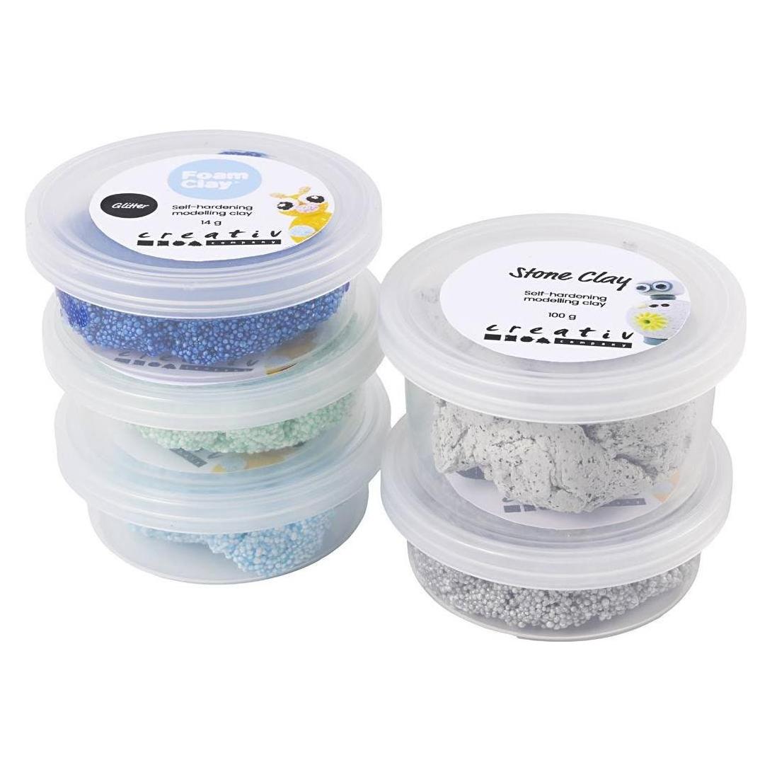 Creativ Company Modellier-Set Stoneclay 4 x 14 g, Blau-Grün (79161)