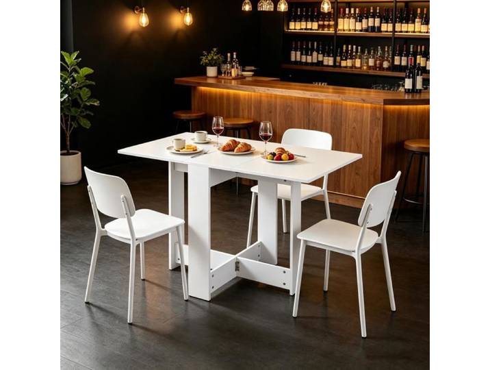PIPIPOXER Table de bar pliable extensible blanche table à manger compacte pour bistrot wine‑bar petit local commercial intérieu