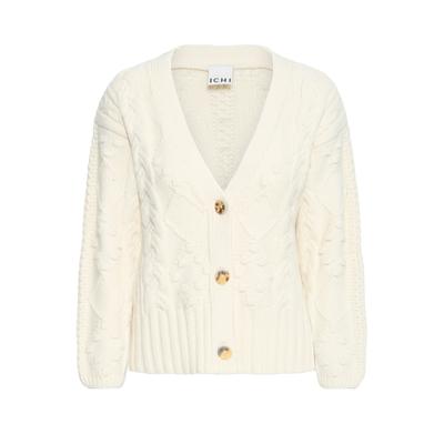 Strickjacke ICHI "Damen Strick-Cardigan langarm IHARPER", Damen, Gr. L, grün (birch), Strickjacken Strickjacke