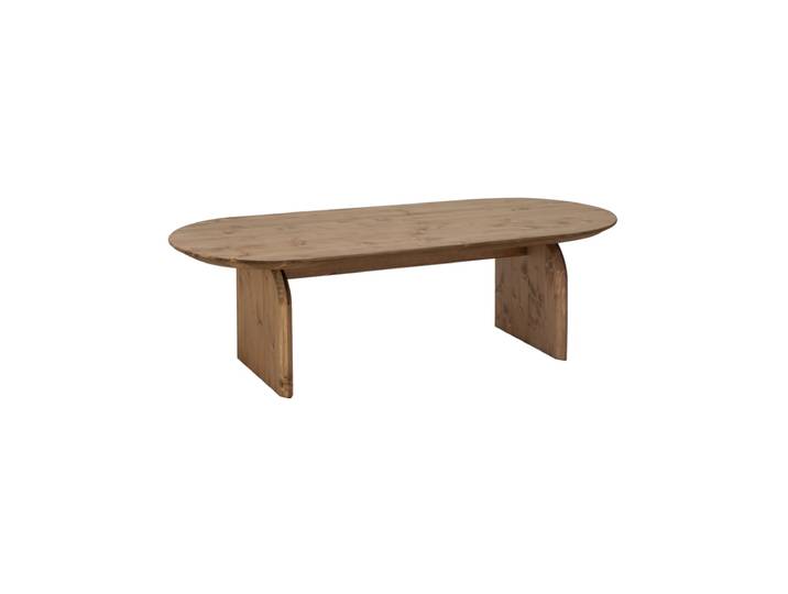 Table basse ovale en bois de sapin vieilli 120x35cm