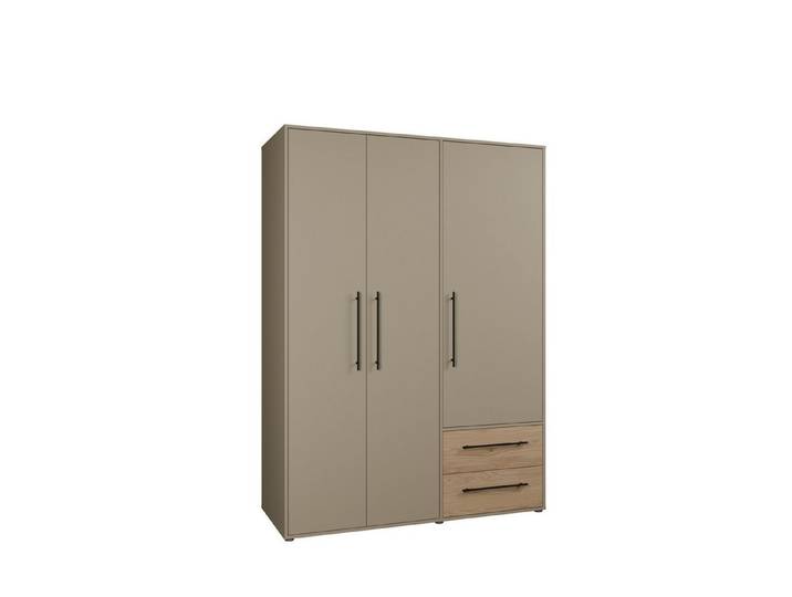 PREISBRECHER Drehtürenschrank MOKKARIS in Taupe / Wildeiche - 144,4x200,1x58,8cm (BxHxT)