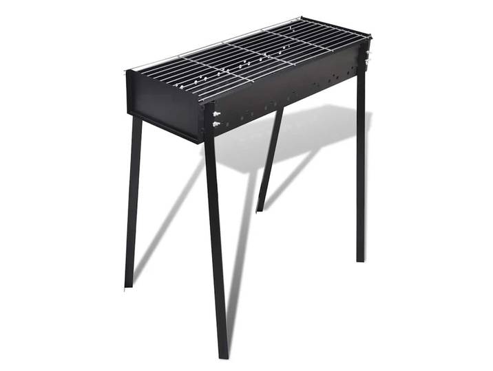 vidaXL Bbq-Grill Säulengrill Standgrill Kohlegrill Quadratisch, Schwarz, Metall, 47x76x75 cm, Grills, Holzkohlegriller