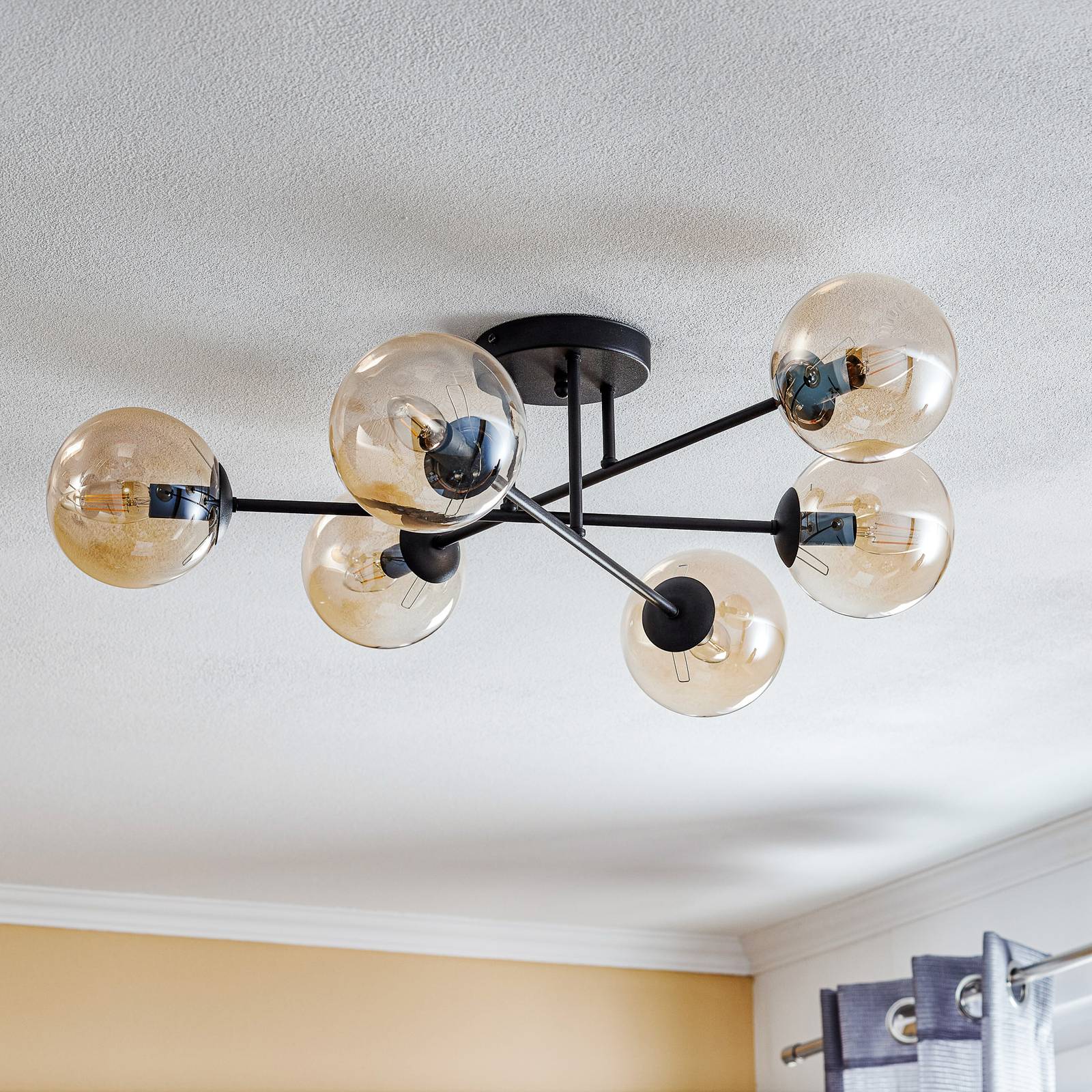 Ceiling Light Glassy EMIBIG LIGHTING, dimmable, Black, Living / Dining Room, metal, Modern, Ceiling Light