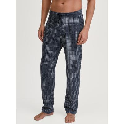 Pyjamahose CALIDA "Remix Basic Sleep", Herren, Gr. XL (56), N-Gr, blau (schwarz sapphire), Single Jersey, Obermaterial: 100% Baumwolle, bequem lang, Hosen Pyjamahose, lockerer gerader Schnitt, Gummibund, Seitentaschen, Single Jersey