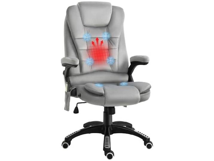 Vinsetto Bürostuhl mit Massagefunktion Samtoptik Chefsessel Grau