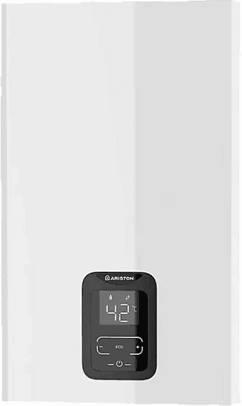 Calentador a gas - Ariston Next Evo X 16, Gas Natural, 30 Kw, 0.1 bar presión mínima, 16 l, Pantalla HMI, Blanco + Kit salida de humos