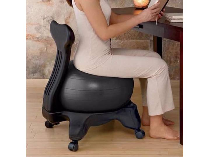 EXCLURA Sitzball Ergonomischer Yogaballstuhl für Erwachsene, Balck-Stabilitätsball mit Rädern & Rücken, Gymnastikball, Stuhl, Krafthaltung, Anti-Burst-Ball