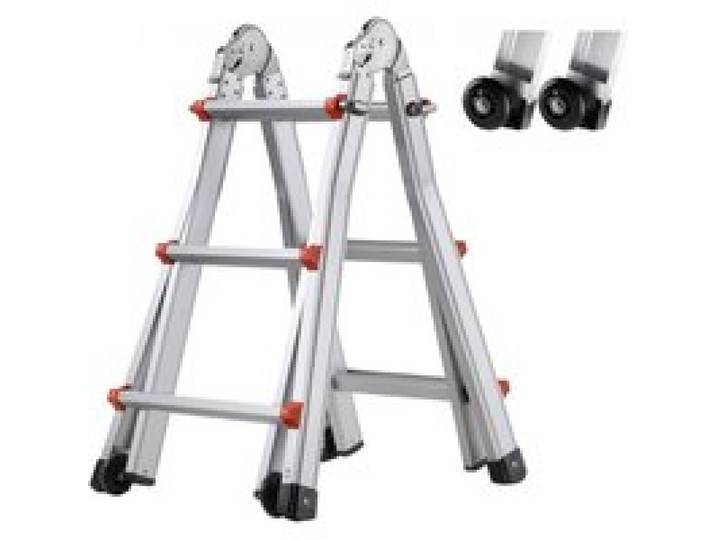 VEVOR Teleskopleiter mit A-Rahmen, 2880 mm kompakte Aluminium-Ausziehleiter, tragbare zusammenklappbare Mehrzweckleiter, Anlegeleiter für Hausaufgaben, Treppen, Innen- & Außendächer, bis 150 kg