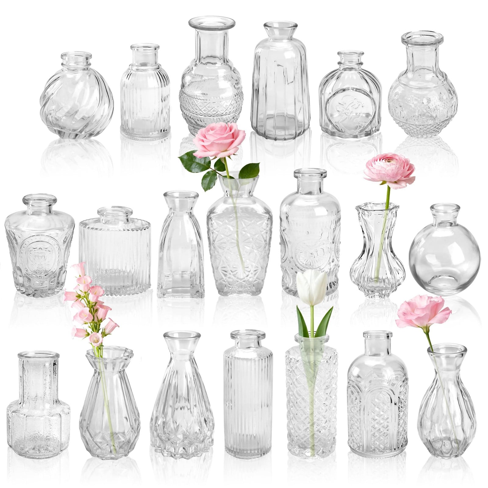 Set van 20 Mini Vintage Vazen voor Bloemen