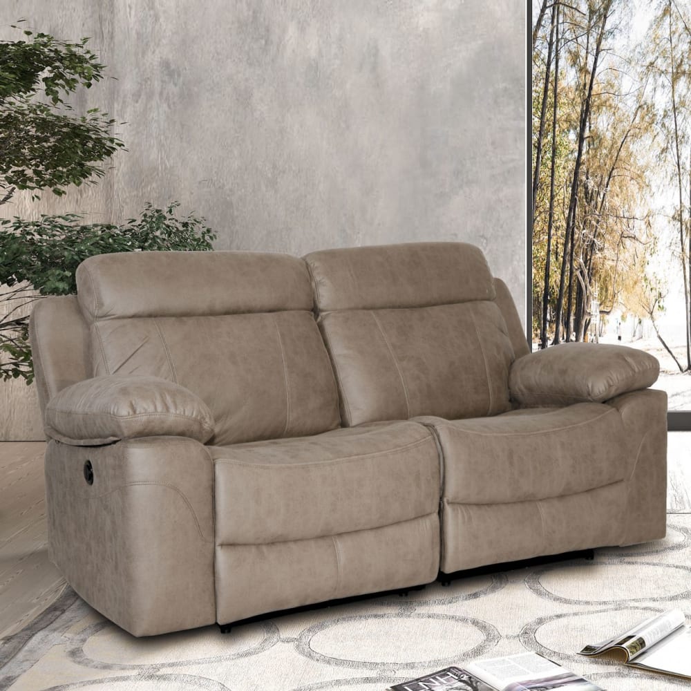 duehome Sofá relax de 2 plazas con reposapiés elevable 164 cm cemento