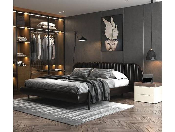 Xlmoebel Polsterbett Luxusbett Schwarz von XLMOEBEL mit elegantem Stoffbezug (Luxusbett), Made in Europa