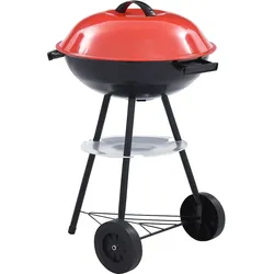 vidaXL Tragbarer XXL-Holzkohle-Kugelgrill mit Rädern 44 cm