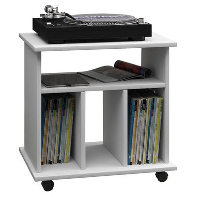 Wohnzimmertisch VCM "Holz Schallplatten LP Regal Rollen Retal", weiß, B:60cm T:45cm, Regale, TV-Board