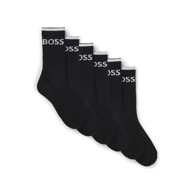 Businesssocken BOSS "6P QS Stripe CC", Jungen, Gr. 39-42, Sockengröße, schwarz (schwarz_001), Baumwollmischung, unifarben, elastisch, Socken, mit BOSS Schriftzug