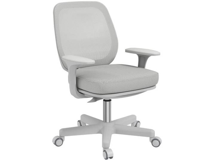 Vinsetto Bürostuhl, Ergonomisch Schreibtischstuhl mit Drehfunktion, Höhenverstellbar, Grau, Kunststoff, 48x94.5x55 cm, Büromöbel, Bürostühle, Drehstuhl