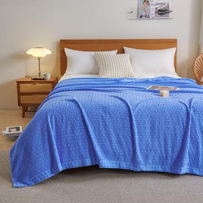 Shop Station Retro Cotton Towel Blanket Breathable Summer Blanket & Terry Bedspread For Beds And Sofas blue 59.1 78.7 In