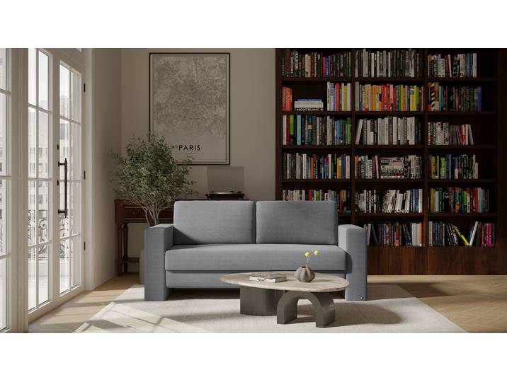 BRUNO Schlafsofa 160cm in Dunkelgrau Schmal stabiles Massivholz & Boxspringkomfort