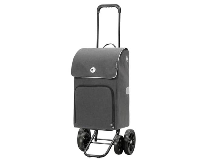ANDERSEN Einkaufstrolley - Quattro Shopper Ipek Maxi anthrazit mit 4 Rädern, höhenverstellbar, schieb- und ziehbar, bis 50 kg - Tasche als Kühltasche, mit Zwischenboden, Reflektoren, 40 L
